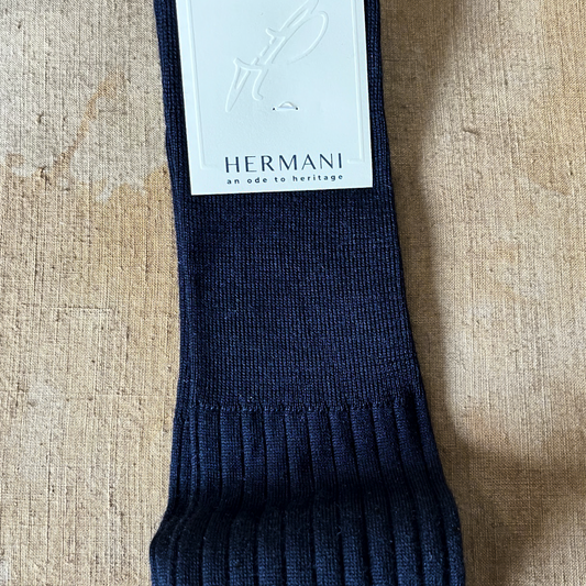Hermani Cashmere-Silk Knee High Navy