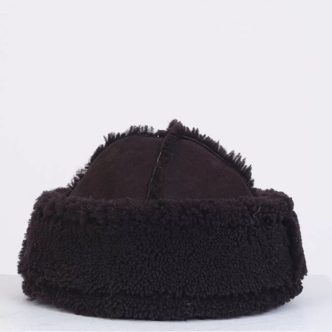 Cawley Studio Suede Back Curly Seam Out Cap Chocolate