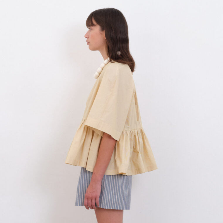 Cawley Studio Japanese Striped Cotton Voil Delilah Top Butterscotch