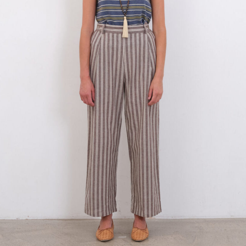 Cawley Studio Japanese Cotton / Linen Georgia Trousers Bark / Ecru