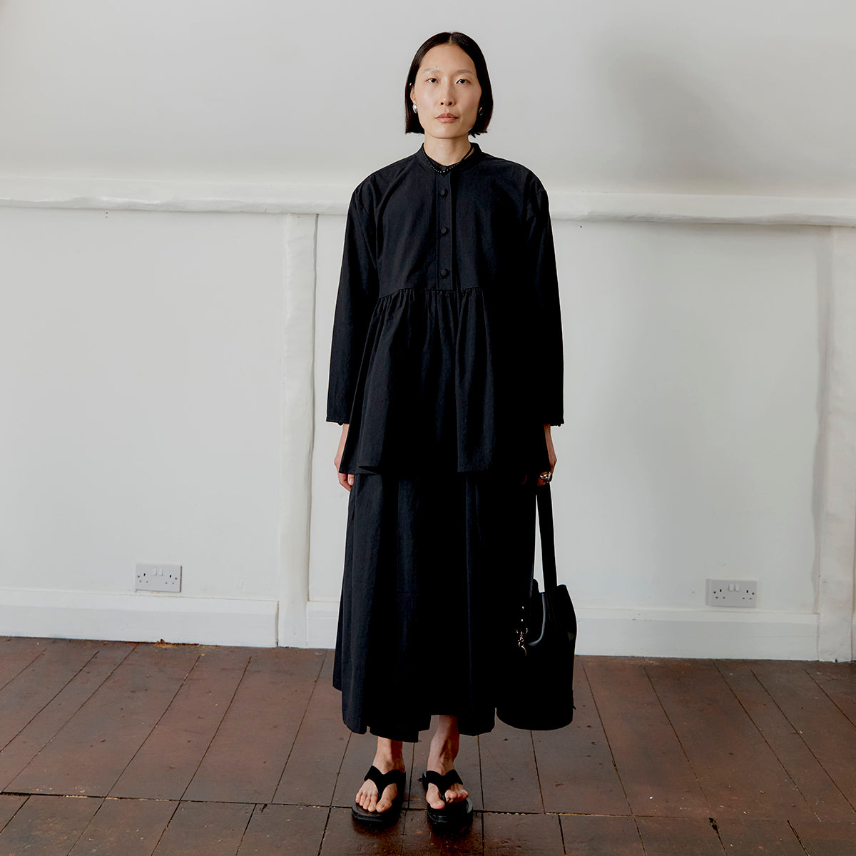 Cawley Studio Japanese Cotton Panel Skirt Black