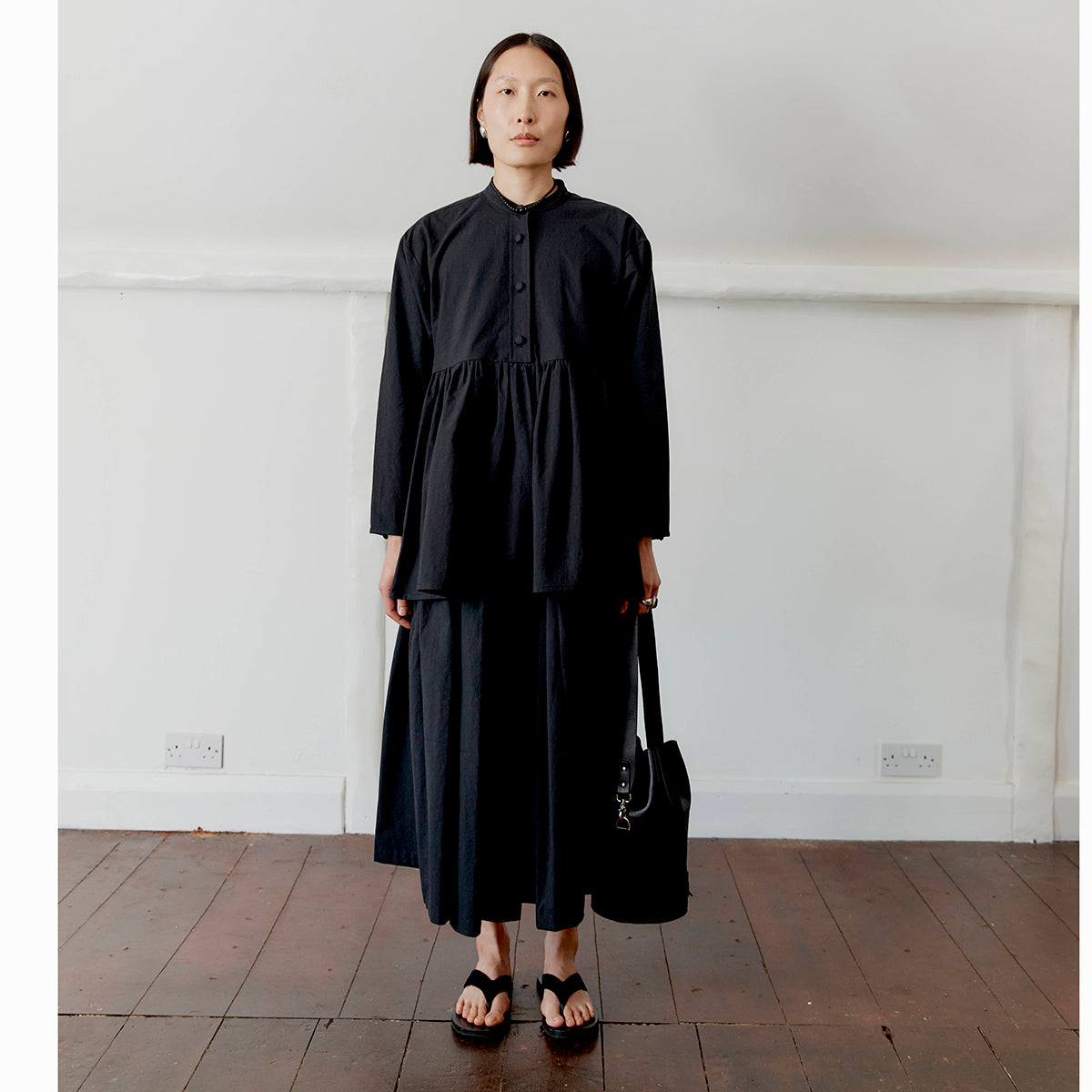 Cawley Studio Japanese Cotton Panel Skirt Black