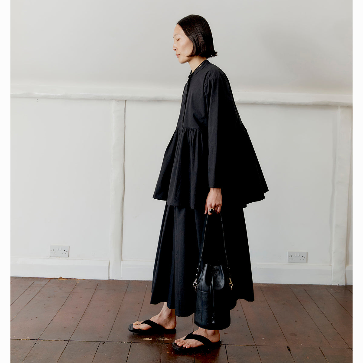 Cawley Studio Japanese Cotton Panel Skirt Black