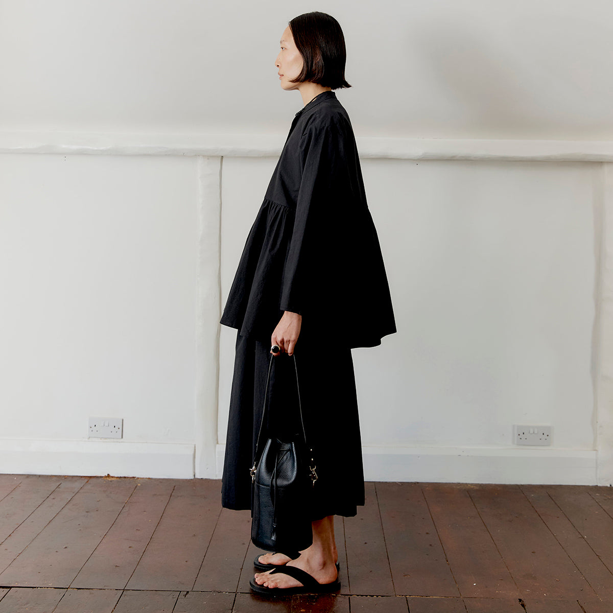 Cawley Studio Japanese Cotton Panel Skirt Black