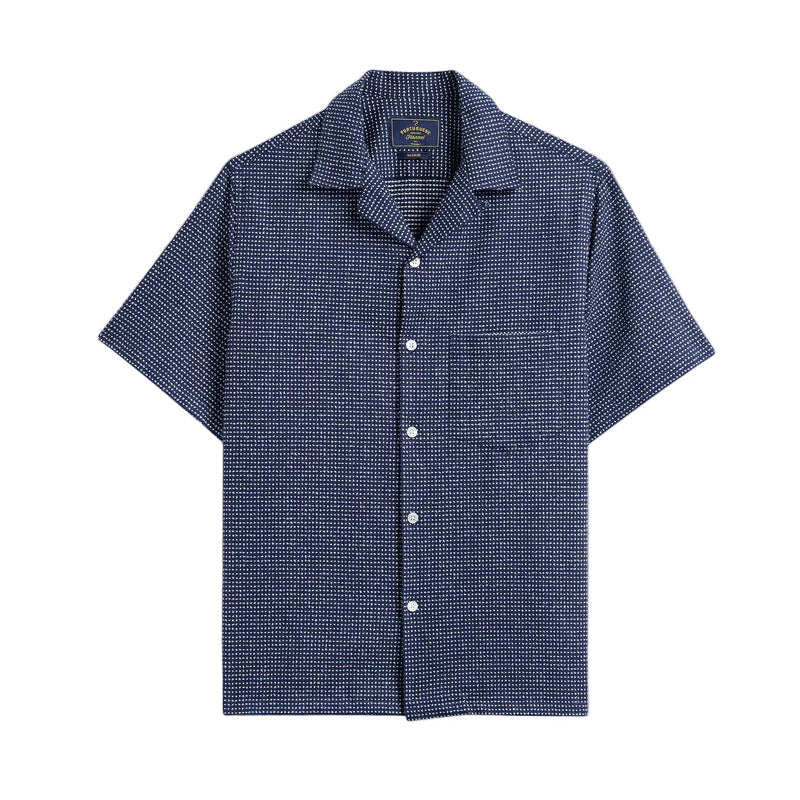Portuguese Flannel SS Dots Shirt Navy