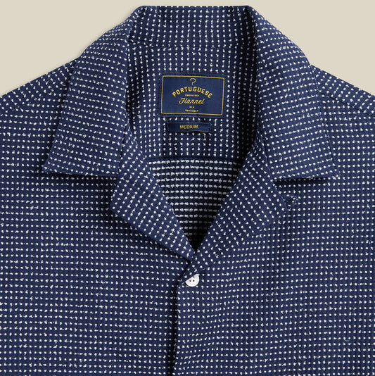Portuguese Flannel SS Dots Shirt Navy