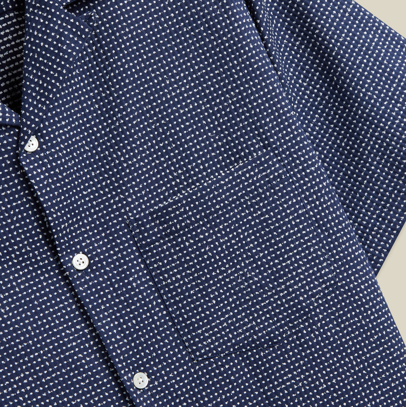 Portuguese Flannel SS Dots Shirt Navy