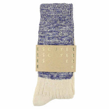 Load image into Gallery viewer, Escuyer Melange Blend Block Socks  Bright Blue / Ecru
