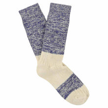 Load image into Gallery viewer, Escuyer Melange Blend Block Socks  Bright Blue / Ecru
