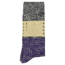 Load image into Gallery viewer, Escuyer Melange Blend Block Socks Navy / Purple
