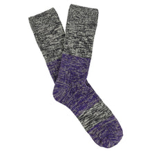 Load image into Gallery viewer, Escuyer Melange Blend Block Socks Navy / Purple
