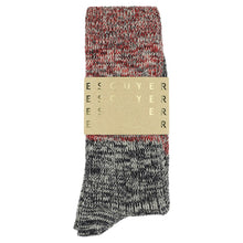 Load image into Gallery viewer, Escuyer Melange Blend Block Socks Navy / Red
