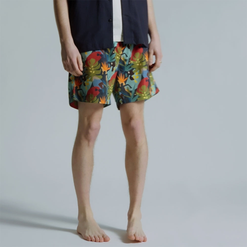 Far Afield Printed Swim Shorts Abstract Foilage