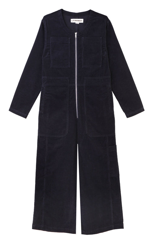 L.F.Markey Felix Corduroy Boilersuit Navy