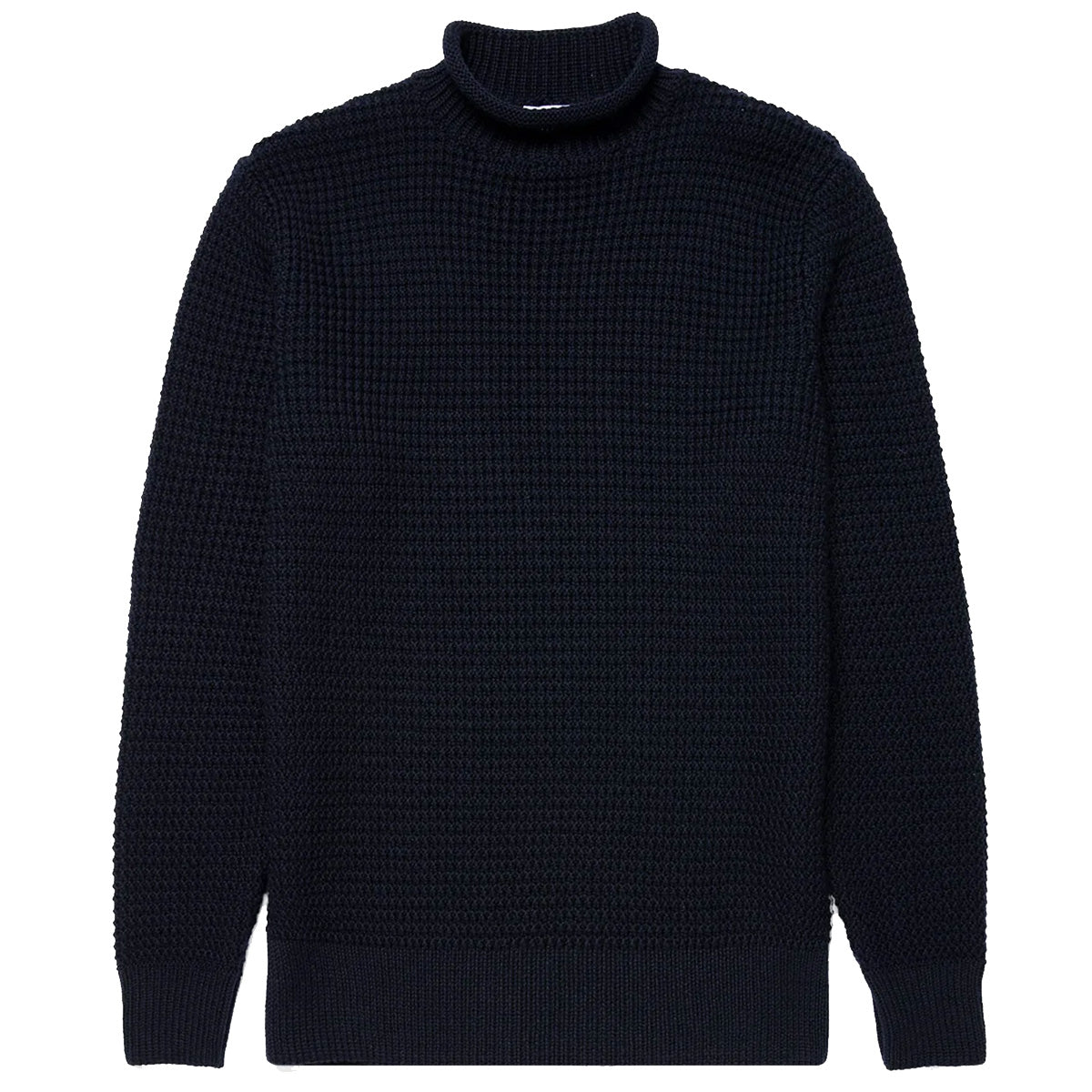 SUNSPEL Fisherman’s Sweater Made in UK Fisherman waffle-knit wool sweater in green - Sunspel