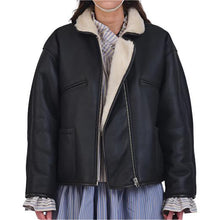 Load image into Gallery viewer, Cawley Studio Leather Black Straight Hair Flying Jacket Chocolate/Seal
