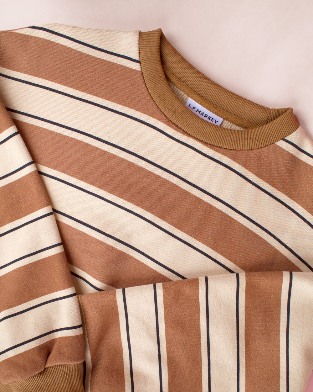 L.F.Markey Gene Sweater Choc Rugby Stripe