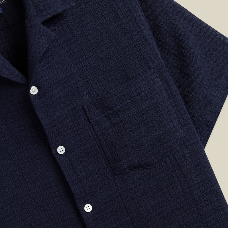 Portuguese Flannel SS Grain Shirt Navy
