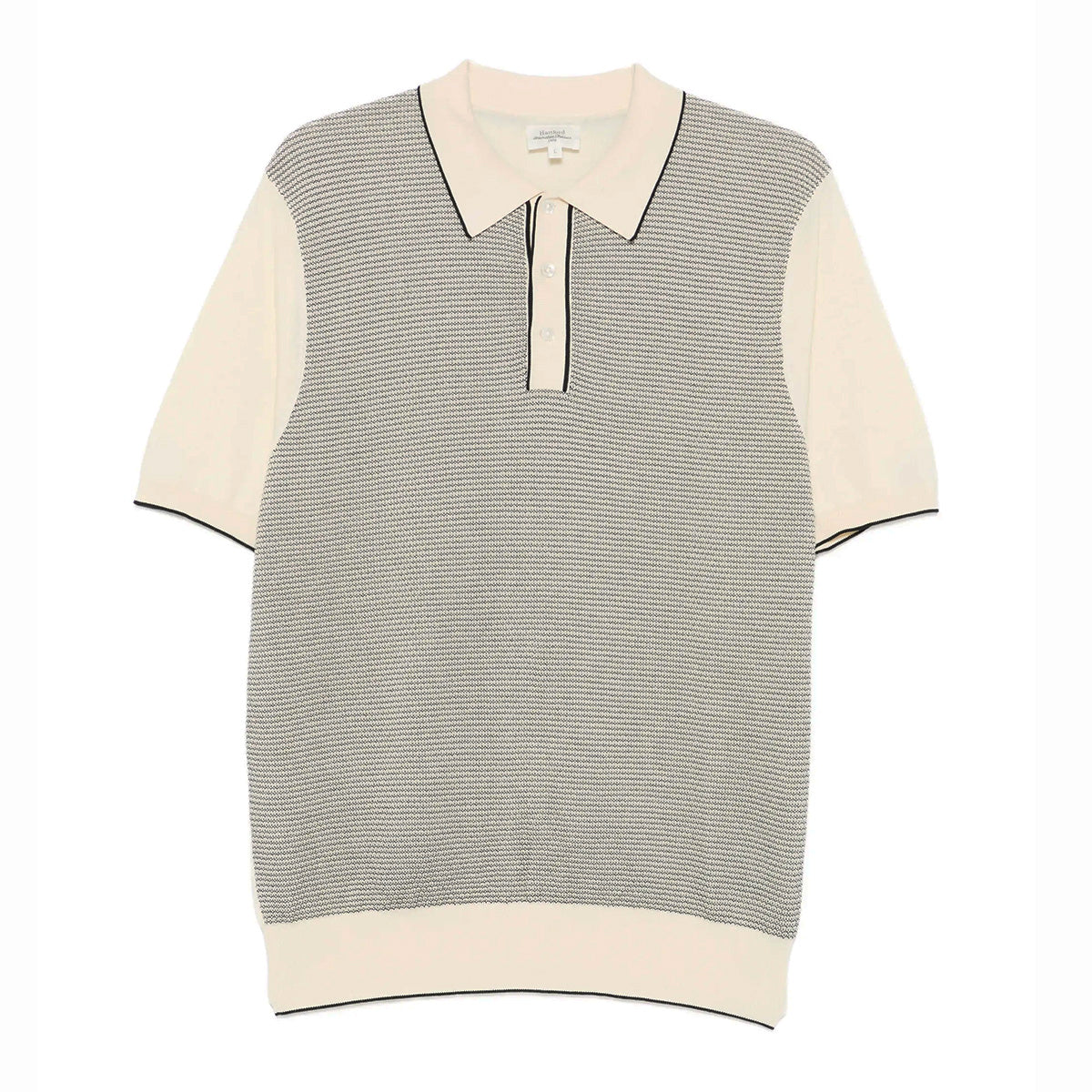 Hartford Knitted Pullover Jacquard Polo Off White