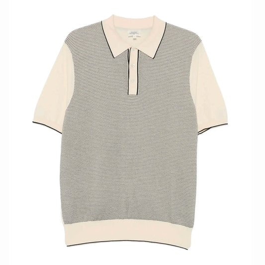 Hartford Knitted Pullover Jacquard Polo Off White