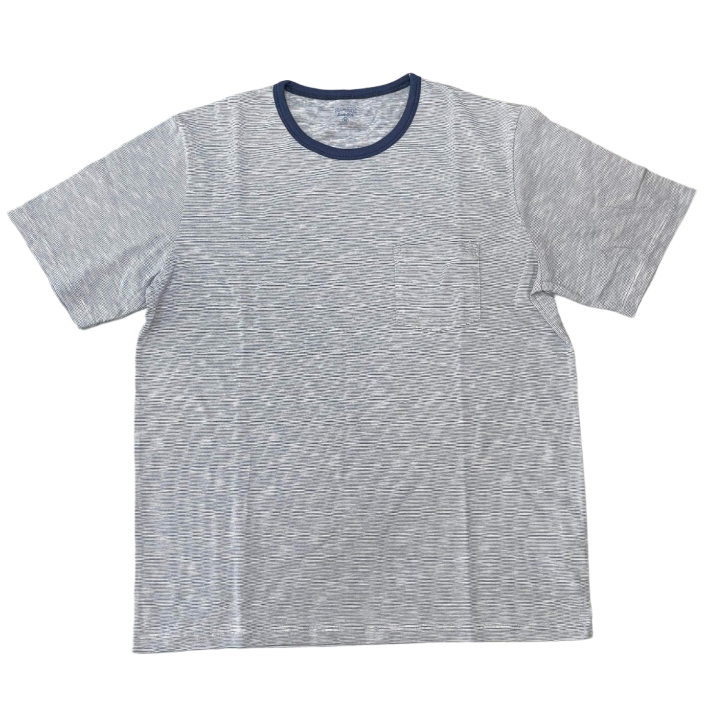 Hartford SS Knitted Pocket T Shirt Ecru / Cobalt