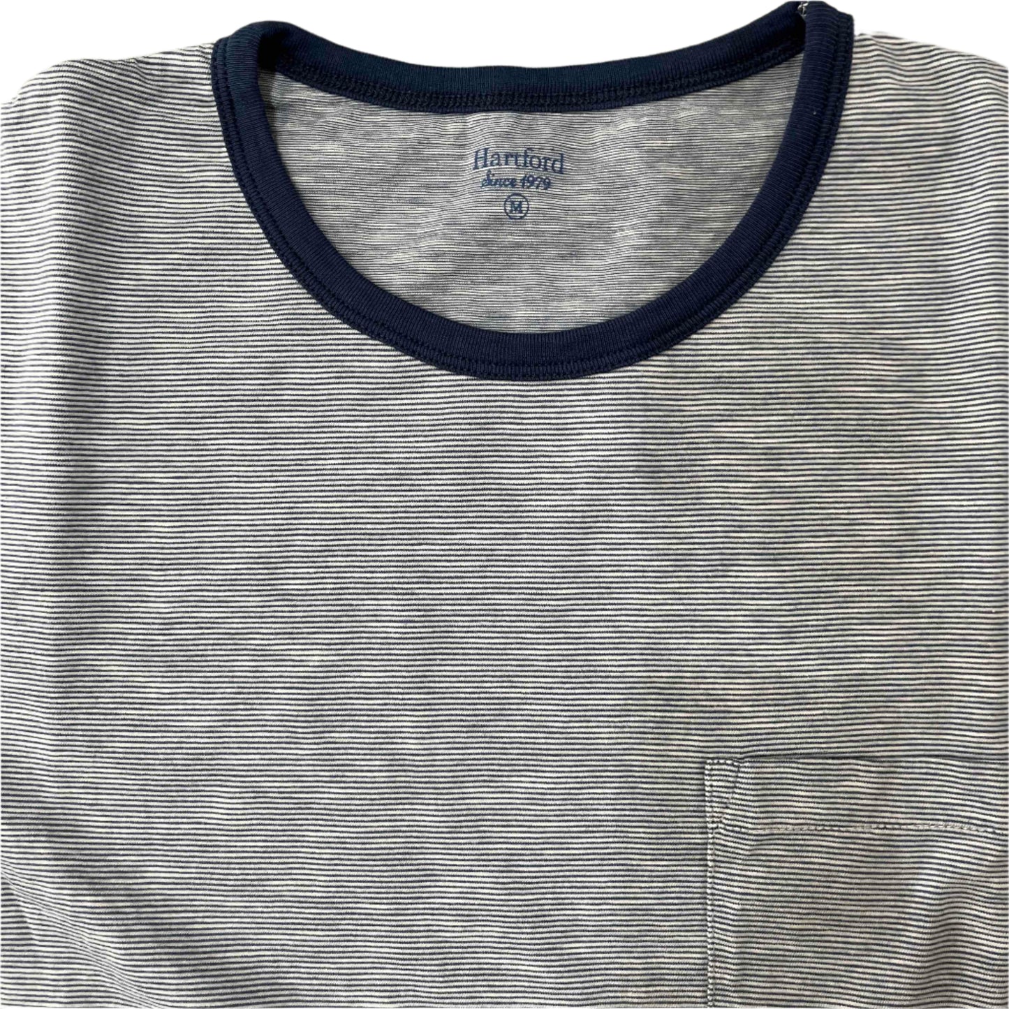 Hartford SS Knitted Pocket T Shirt Ecru / Cobalt