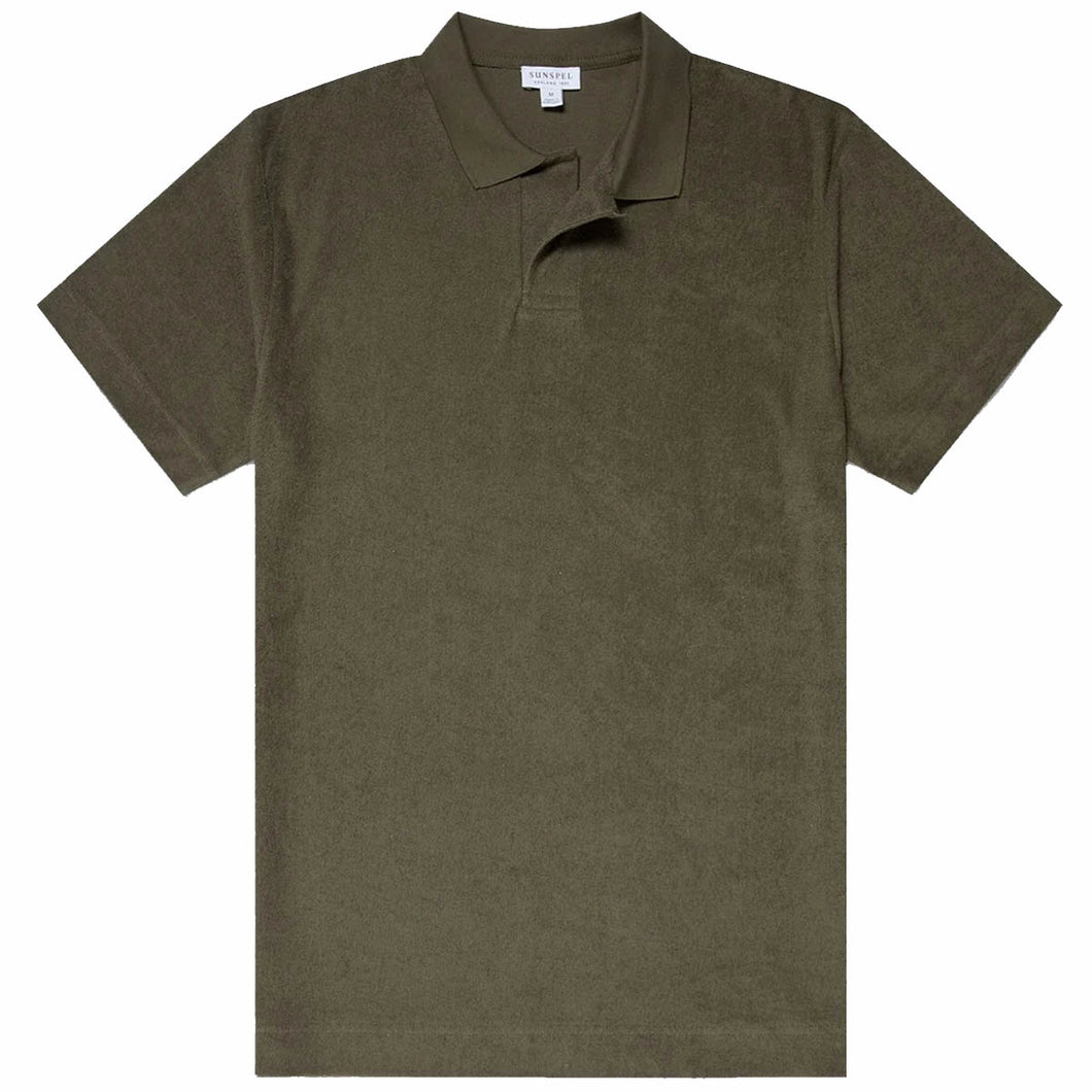 Sunspel Towelling Polo Shirt Hunter Green
