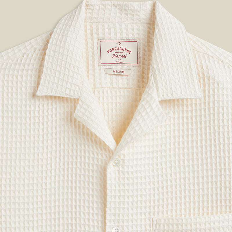 Portuguese Flannel SS Honeycomb Shirt White