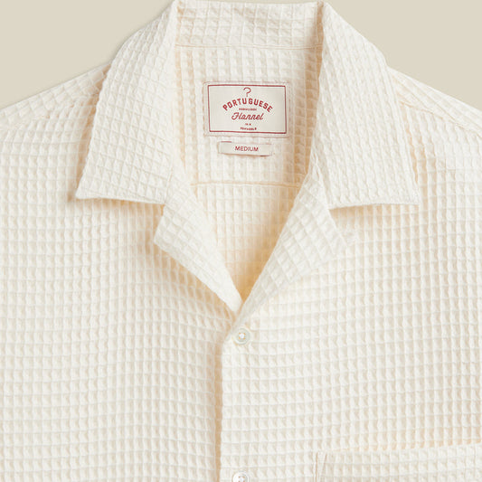 Portuguese Flannel SS Honeycomb Shirt White