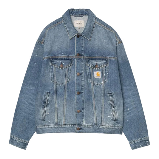 Carhartt WIP Helston Jacket Blue Destroy wash splatter