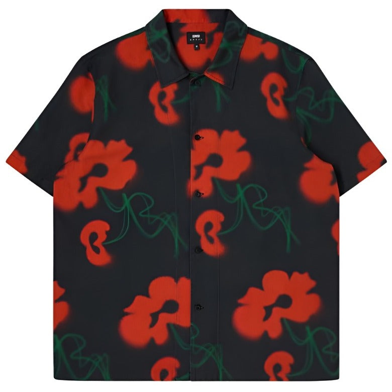Edwin Garden Society Shirt SS Red / Black