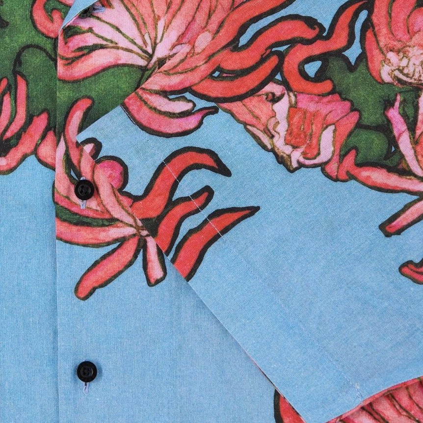 Edwin Kiku SS Shirt AOP Creotonne Blue / Red