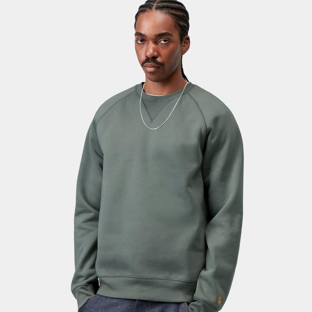 Carhartt WIP Chase Sweat Velvet Green / Gold