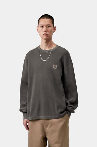 Carhartt WIP L/S Vista Waffle T-Shirt Black, Garment dyed