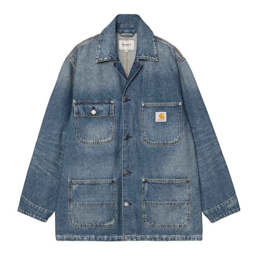 Carhartt WIP Aden Chore Coat Blue, grind washed