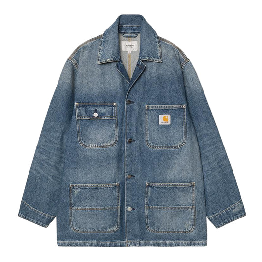 Carhartt WIP Aden Chore Coat Blue, grind washed