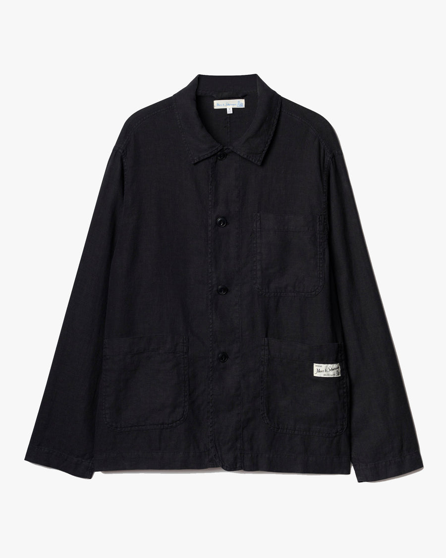 Merz b. Schwanen Workers Linen Jacket Black