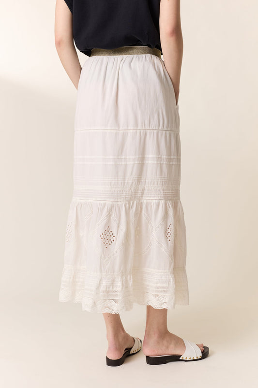 Leon & Harper Jinta Lace Skirt White