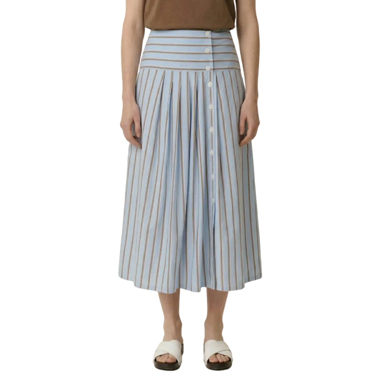 Leon & Harper Joyau Striped Skirt White