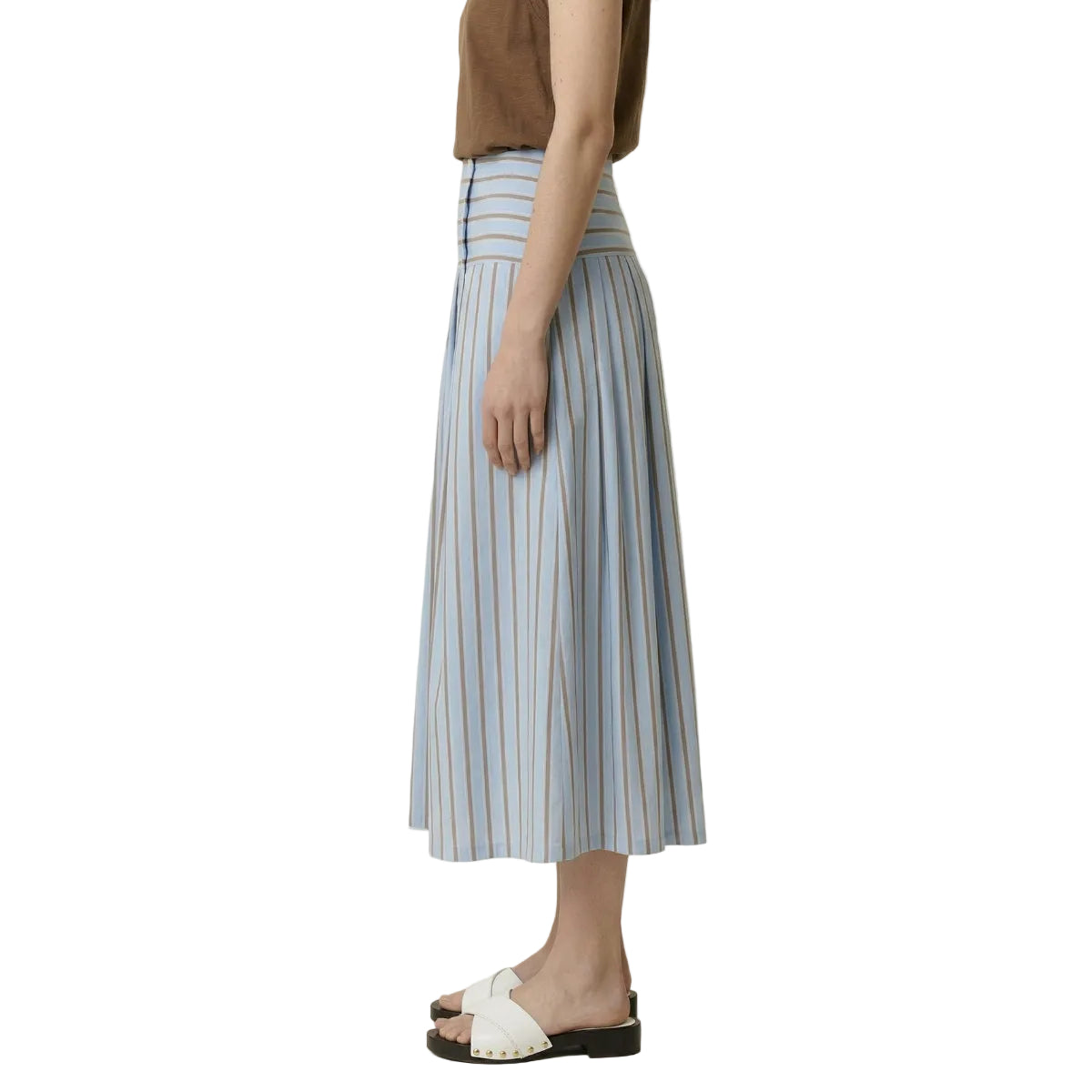 Leon & Harper Joyau Striped Skirt White