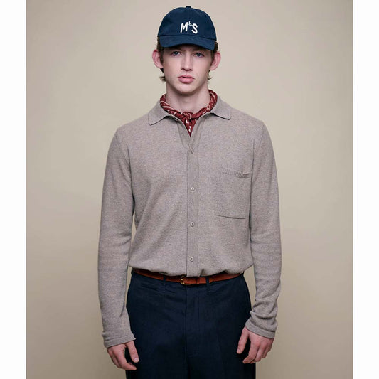 Merz b. Schwanen Merino Wool-Cashmere-Silk LS Shirt Faded Grain