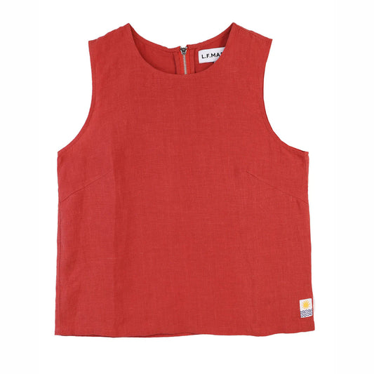 L.F.Markey Basic Linen Vest Paprika