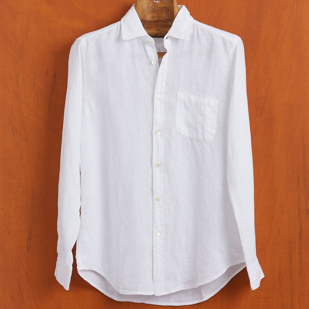 Portuguese Flannel Linen LS Shirt White