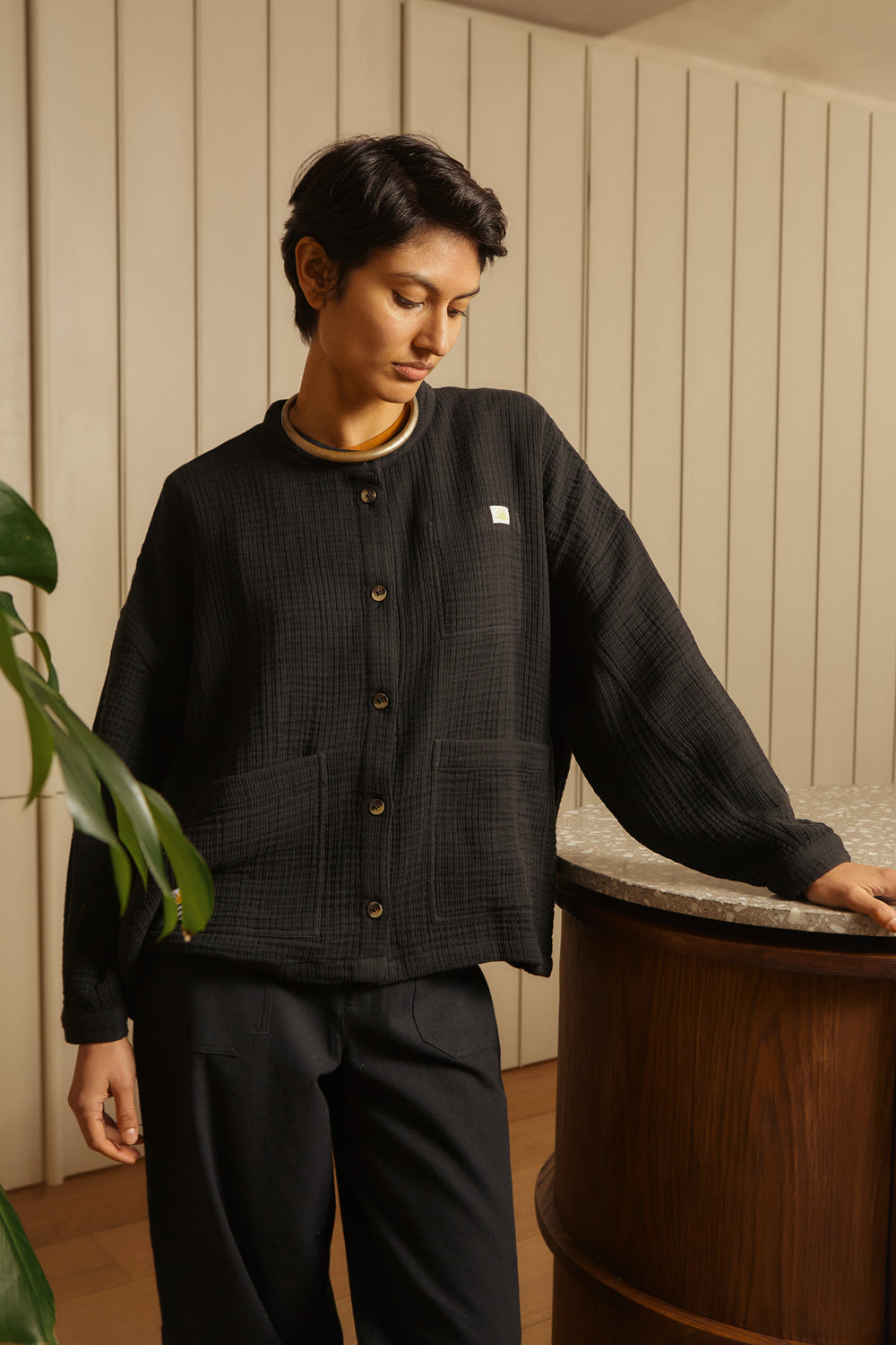 L.F.Markey Wide Chore Coat Longline Black