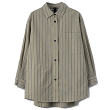 Load image into Gallery viewer, MHL W&#39; Oversized Painters Linen Shirt Stone/Navy/Bark
