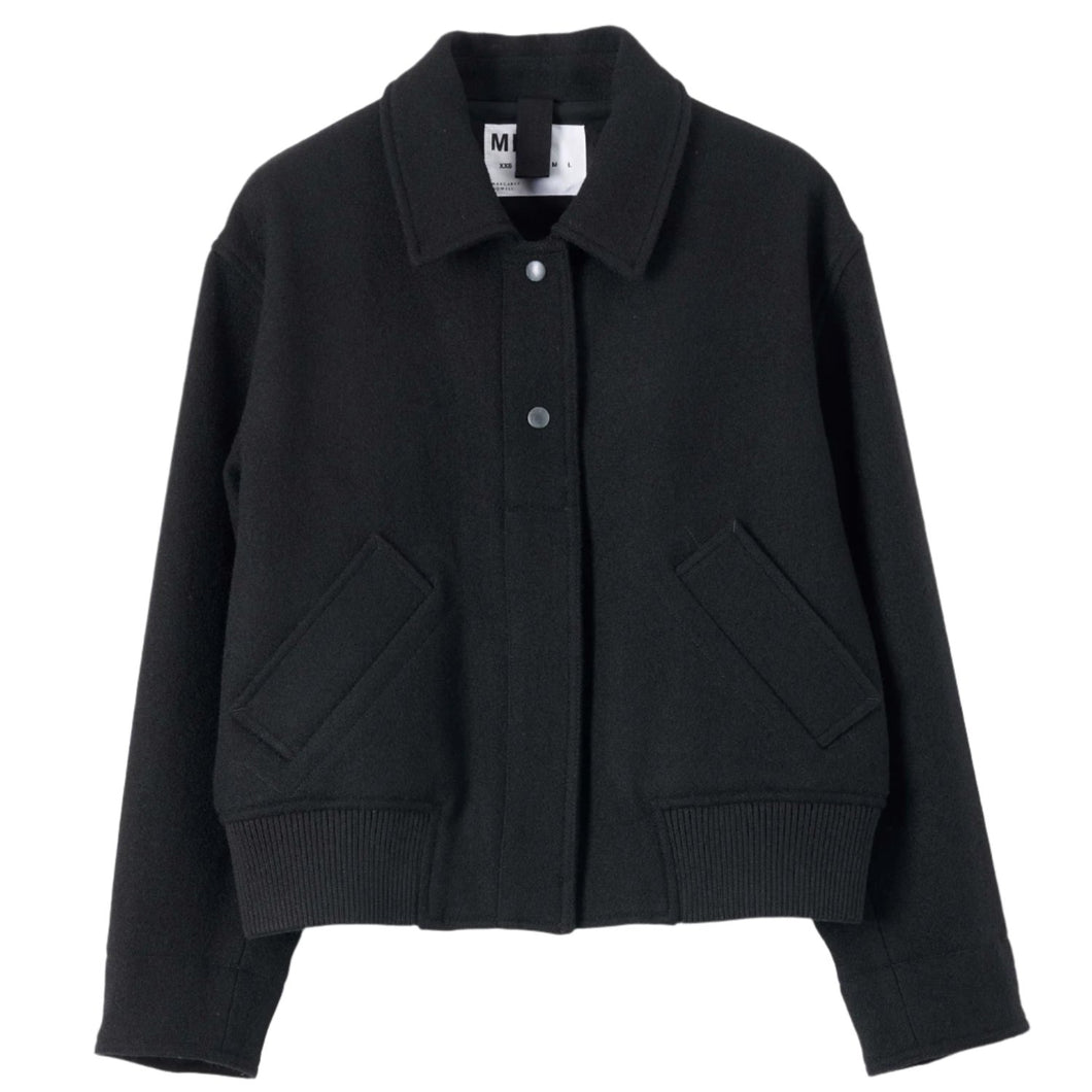 MHL W' Cropped Bomber Jacket Boiled Melton Wool Black