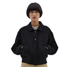 Load image into Gallery viewer, MHL W&#39; Cropped Bomber Jacket Boiled Melton Wool Black
