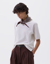 Load image into Gallery viewer, MHL Tipped Scout Scarf Lambswool Pebble / Mahogany

