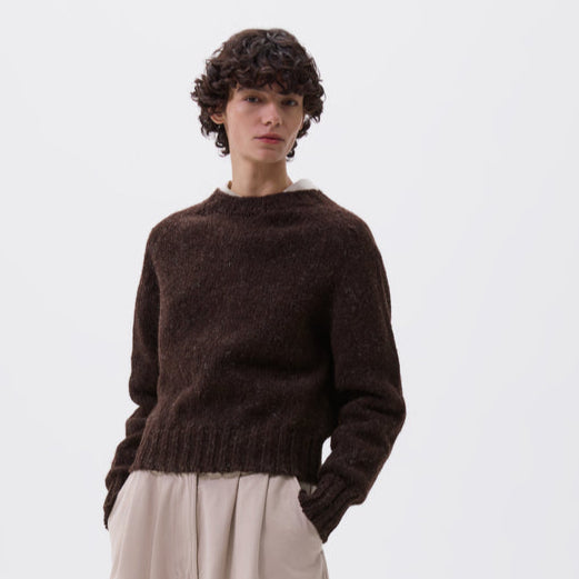 MHL W' Chunky Seamless Crew Neck Rustic Wool Dark Brown