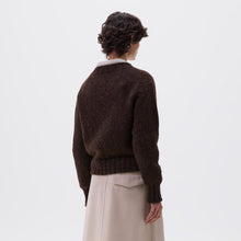 Load image into Gallery viewer, MHL W&#39; Chunky Seamless Crew Neck Rustic Wool Dark Brown
